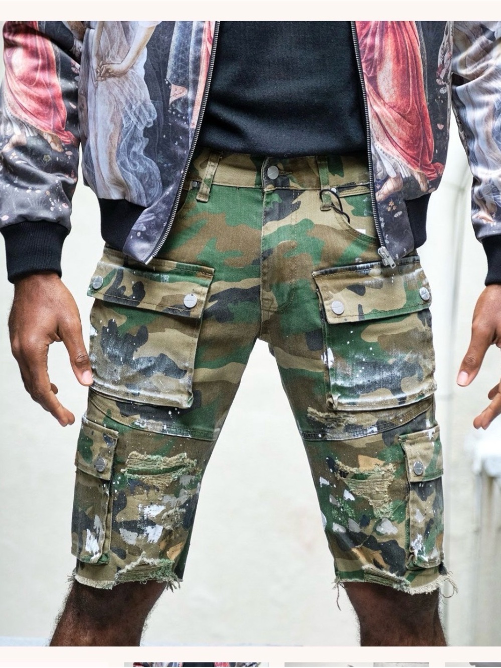 Men's Camouflage Cargo Shorts - Green Camo